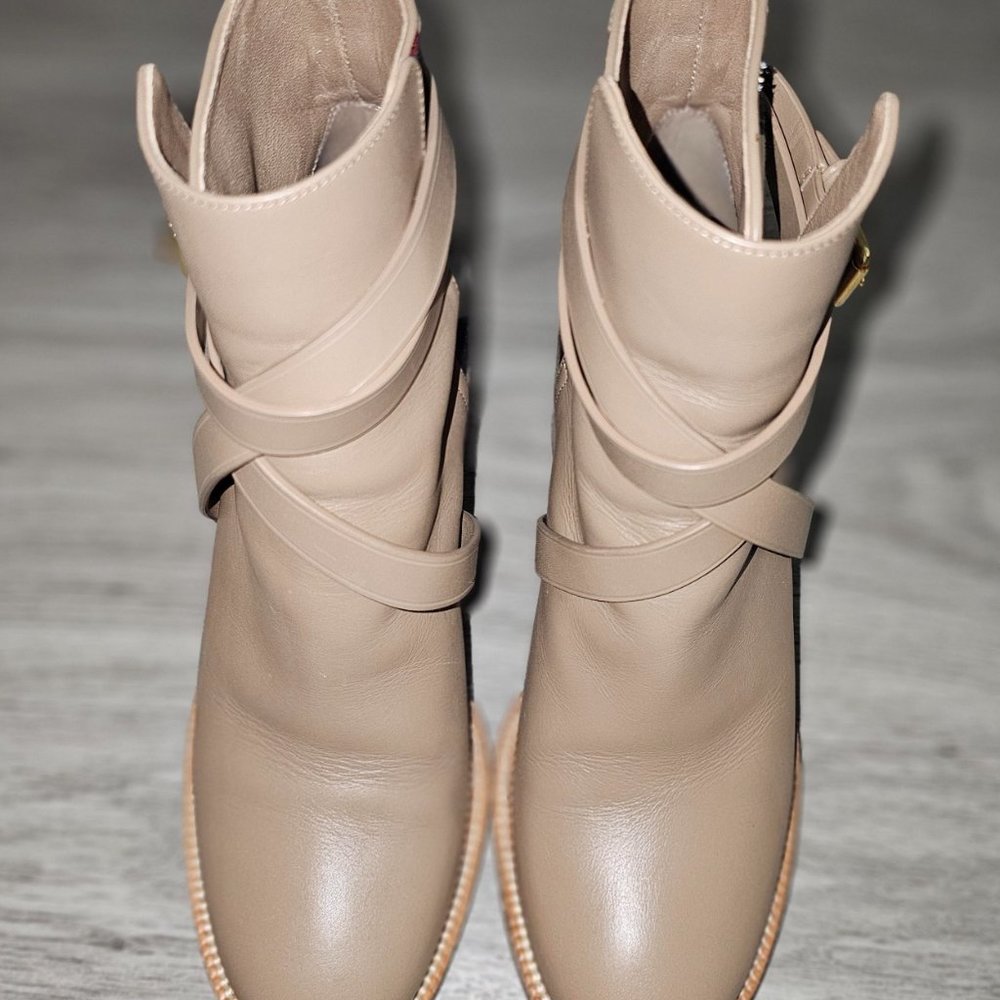 Burberry Pryle House Check Leather Ankle Boots Beige US Womens Size 6.5/7 EUS 37 - Picture 12 of 15